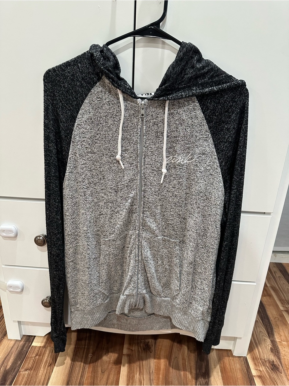 PINK Victoria's Secret Two-Tone Gray Full-Zip Hoodie